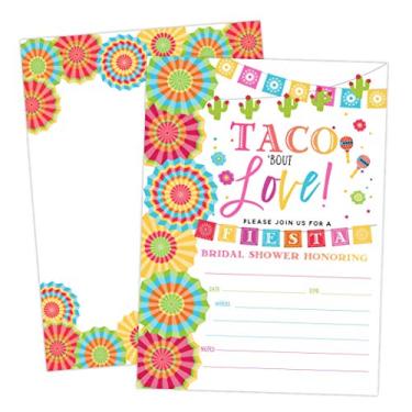Imagem de Convites para chá de panela Fiesta, Taco Bout Love, 20 convites e envelopes