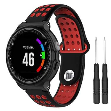 Imagem de Pulseira para Smartwatch Garmin Forerunner modelos 230 235 220 620 630 735 735XT - Nandos-Store (com chave para troca) (Preto com Vermelho NK)