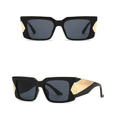 Imagem de Óculos de sol femininos vintage óculos de sol de tamanho grande senhora na moda quadrado preto óculos de sol grandes templos largos, C1 preto preto, tamanho único