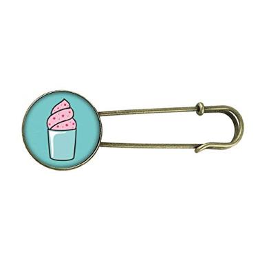 Imagem de Rosa doce xícara sorvete art déco presente moda retrô broche de metal clipe jóias