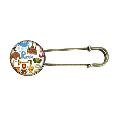 Imagem de Rússia Landscap Animais Bandeira Nacional Retro Metal Broche Broche Broche Clipe Joias
