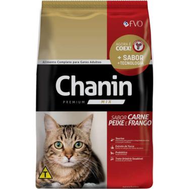 Imagem de Ração Seca Chanin Carne, Peixe e Frango para Gatos Adultos - 10,1 Kg