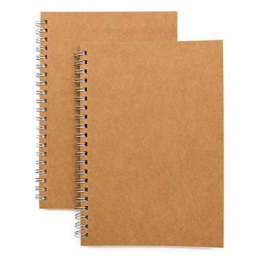 Imagem de Caderno espiral de capa macia, pacote com 2, bloco em branco, blocos de anotações, blocos de anotações, agenda com papel sem forro, 100 páginas/50 folhas, 19 cm x 13 cm (marrom)