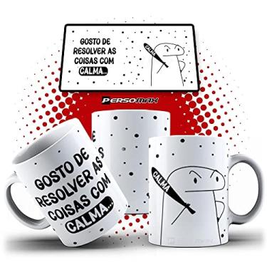 Imagem de Caneca Meme Flork Gosto de Resolver as Coisas com Calma - Xicara Taco Calma Boneco Palito Zoeira