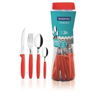 Imagem de Faqueiro Tramontina Ipanema 24 Peças Vermelho 23399/791