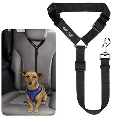 Imagem de BWOGUE Cintos de segurança para cães e gatos, encosto de cabeça para carro, ajustável, cinto de segurança para veículos (pacote com 1)