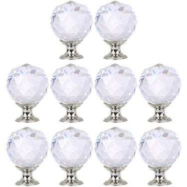 Imagem de CLISPEED 10 Pcs Cabo De Cristal Gaveta Decorativa Botões De Diamante Botão De Vidro Transparente Maçaneta Puxadores De Guarda Roupa Puxadores De Móveis Armário De Cozinha Vinho Cabinet