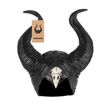 Imagem de Instenira 1 x Fantasia de Malévola Chapéu de Halloween Malévola Chifres de Rainha Negra (Preto com padrão)