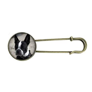 Imagem de Broche de metal retrô com imagem escura Bulldog para animais de estimação