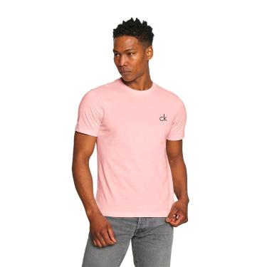 Imagem de Camiseta Calvin Klein Jeans Masculina Small Logo Rosa-Masculino