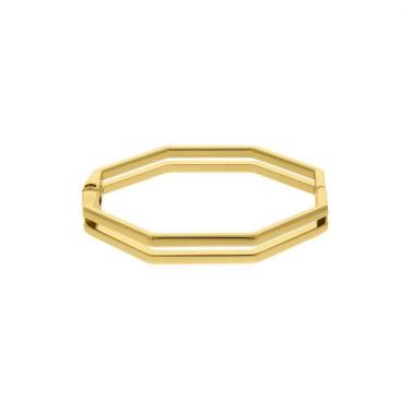 Imagem de Bracelete Articulada Feminina E Masculina Geométrica Vazada Ouro 68mm