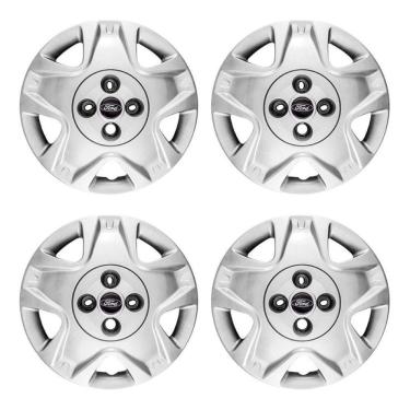 Imagem de Jogo Calota Aro 14 Ford Fiesta Hatch Sedan 2011 2012 Prata