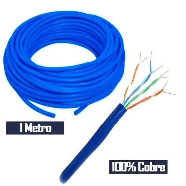 Imagem de Metro de Cabo de Rede Cat6 Utp 4p 100% Cobre WEC Azul 
