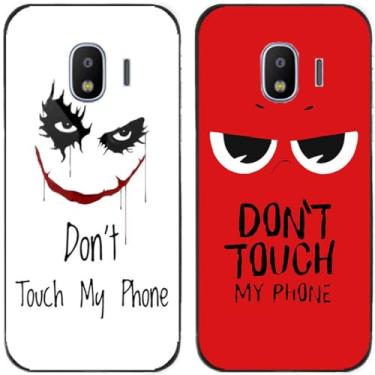 Imagem de 2 peças Smile Don't Touch My Phone impresso TPU gel silicone capa de telefone traseira para Samsung Galaxy todas as séries (Galaxy J2 Pro 2018)