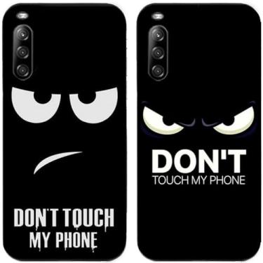 Imagem de 2 peças Don't Touch My Phone impresso TPU gel silicone capa traseira para celular Sony Xperia Series (Sony Xperia L4)