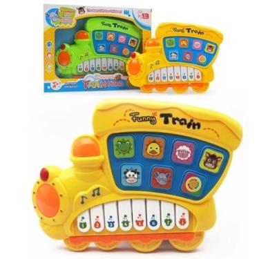 Imagem de TRENZINHO musical infantil com luz e som animais telefone piano didatico educativo interativo brinquedo ESTIMULA APRENDIZADO SENTIDOS BEBES BANDINHA 15 TECLAS 26 cm (VERDE)