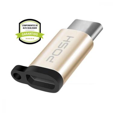Imagem de Adaptador Posh Micro USB para USB C em metal com cordao para cabo USB