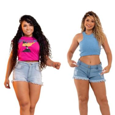 Imagem de Kit 02 Shorts Jeans Femininos Destroyed: Estilo Desfiado - Fortaleza J