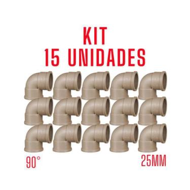 Imagem de Kit 15 Unidades Joelho Soldável 90 25 mm Marrom - Krona