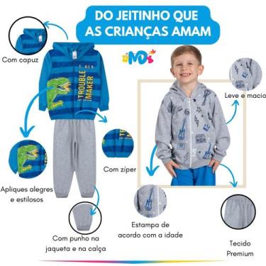 Imagem de Kit 6 Peças Moletom Jaqueta com Capuz e Zíper e Calça Menino - Maduki,