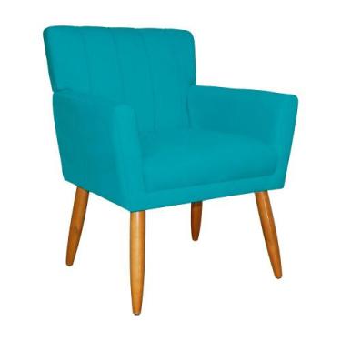 Imagem de Poltrona Decorativa Cecilia Pés Palito Suede Azul Turquesa - DS Estofa