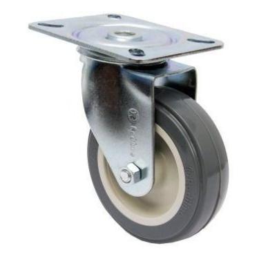 Imagem de (6pçs) Rodizio Girat. Placa 4pol. R412 Bp Pvc Anti Risco 65kg Por Roda