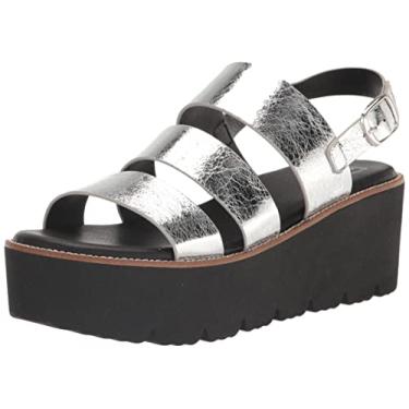 Imagem de Dirty Laundry Sandália anabela feminina com pêndulo, prata, 36, Prata, 7