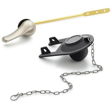 Imagem de Qualihome Kit de substituição de alça de vaso sanitário de níquel escovado com kit universal de substituição de melindrosa de 5 cm e corrente de melindrosa de aço inoxidável