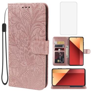 Imagem de Gufuwo Capa para Redmi Note 13 Pro 4G, Poco M6 Pro 4G 23117RA68G Capa carteira com protetor de tela de vidro temperado, capa flip de couro com suporte para cartão de crédito para Xiaomi Redmi Note 13
