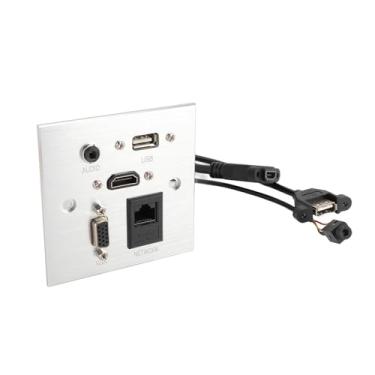 Imagem de Tomada Multimídia, USB VGA RJ45 Tomada de Parede de 3,5 Mm para Escritório de Hotel Doméstico, Suporte para 5 Interfaces, Kit de Alimentação de TV na Parede Caixa de Tomada de