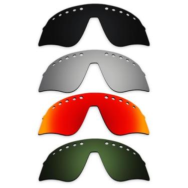 Imagem de Alphax Lentes de reposição polarizadas pretas e de titânio e vermelho fogo e verde para óculos de sol Oakley Sutro Lite Sweep Vented OO9465 Sport Sunglsses