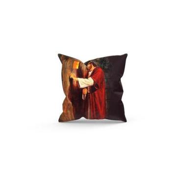 Imagem de Almofada Decorativa Cheia c/ Zíper 40x40 Jesus Bate a Porta - Deluzz