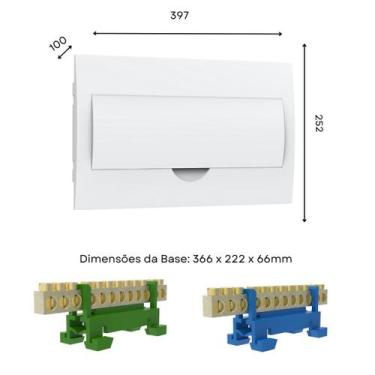 Imagem de Kit Caixa Quadro Embutir ou Sobrepor Para Disjuntor Din + Borneira Bar