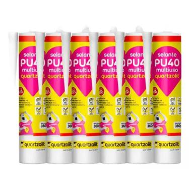Imagem de Kit 6 Selante Pu40 Multiuso Flexmax Profissional Quartzolit, 6un Cinza