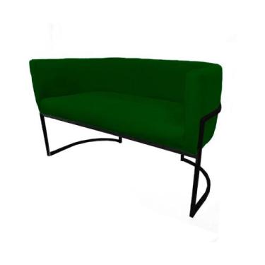 Imagem de Namoradeira Luana Base Metálica Preta Suede Verde - Vallisa Decor