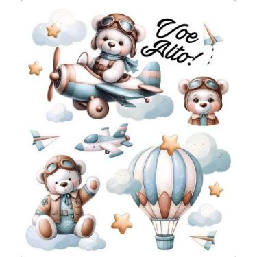 Imagem de Transfer Textil Retangular - Ursinho Aviador - Litoarte