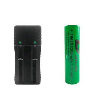 Imagem de Kit 1 Carregador Duplo 2 Slot Mais 1 Bateria 18650, 14500 Bateria 2665