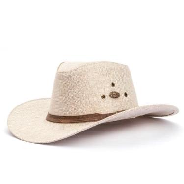 Imagem de Chapéu Juta Em Tecido Bege Country Boiadeiro Rodeio Festas Passeio Ele