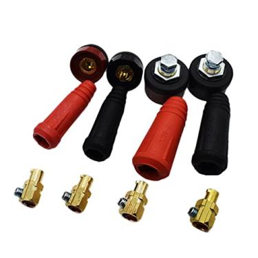 Imagem de Tocha de soldagem 1 par conector de cabo de máquina de solda europeia de encaixe rápido DKJ 10-25 35-50 50-70 conector rápido para máquina de solda cabeça de tocha (DKJ 10 25 preto)