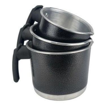 Imagem de Jogo De Leiteira Canecos Fervedor 3 Peças Preto Craqueado - multi