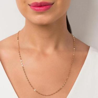 Imagem de Colar Rommanel Com Elos Batidos Banhado A Ouro 18k Lindo Elegante