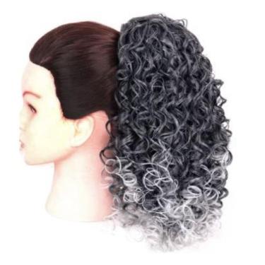 Imagem de Aplique Rabo De Cavalo Cacheado Curto 45cm Premium Preto - GM Hair, Gr