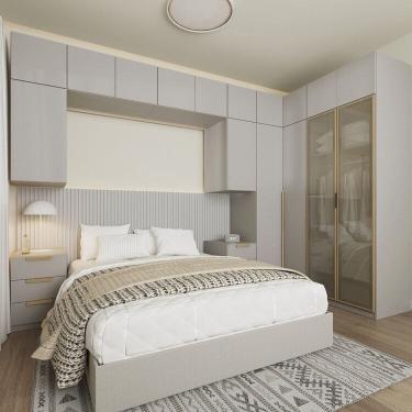 Imagem de Guarda-Roupa Modulado de Canto 12 Peças 16 Portas Jade Cabecasa Madeiramadeira Cinza Urbano/Avelã