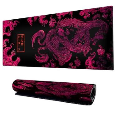 Imagem de Mouse Pad Gamer Speed Extra Grande Profissional 90x40 x3mm Bordas Costuradas e Base Emborrachada e Antiderrapante Dragão Chinês Premium (Pink)