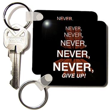 Imagem de 3dRose Chaveiro Winston Churchill Motivational Quote, Never, Never, Give Up, Conjunto de 2 (kc_172015_1)