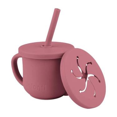 Imagem de Copo Silicone Infantil Canudo 2 em 1 Snack Piccolo Infanti, Rosa