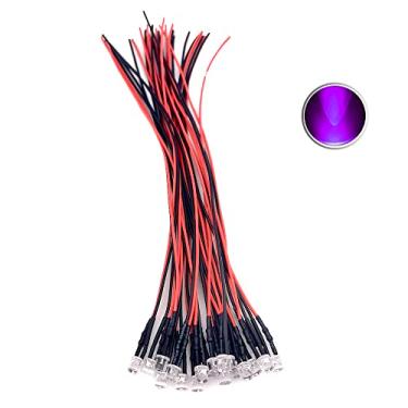 Imagem de Cleiscry 30 Peças De 12 Volts, 5 Mm, Topo Plano, Diodos Emissores Luz Led Ultravioleta Roxos, Pré-Cabeados, 7,9" Cc, V, Luz, Lente Transparente, Lâmpadas Pequenas (Topo 395 Nm (30 Peças))