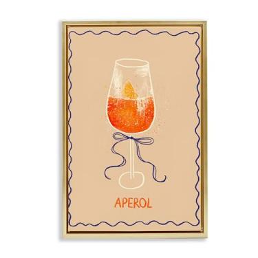 Imagem de Stupell Industries Aperol com fita dourada moldura flutuante, arte de parede, design por Florentina Dolci, 43 x 63 cm
