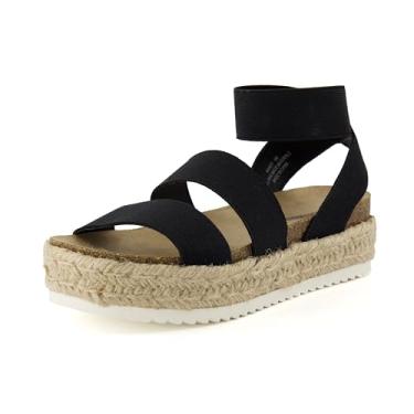Imagem de Sandália anabela feminina Mandy Cork Espadrille da CUSHIONAIRE, Preto, 9