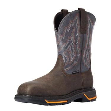 Imagem de ARIAT Bota masculina de trabalho com bico composto Big Rig H20, marrom escuro/marrom envelhecido, Ferro de Café/ardósia, 14 Wide Big Kid